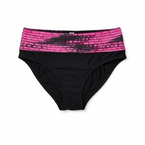 Women’s Black Bikini Bottom with Pink Print Waistband
